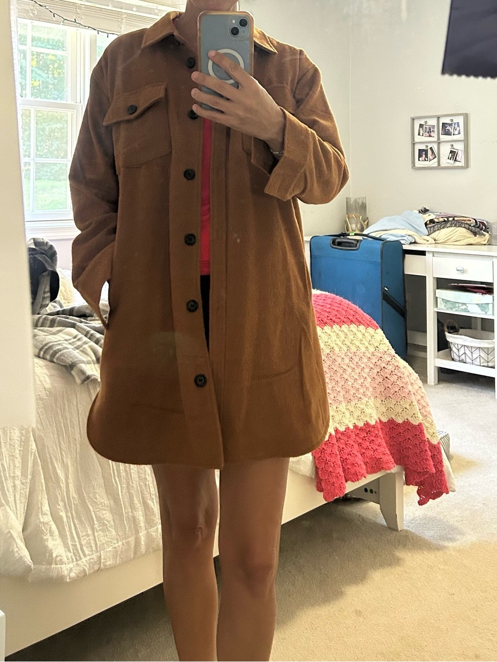 Treasure & Bond Rust Brown Button-Front Trench Coat